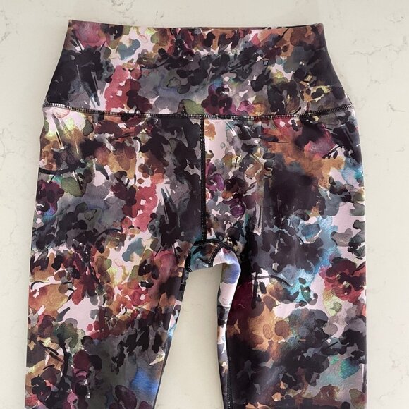 RBX Activewear Floral Abstract Print Polyester Spandex Leggings Multi Color Sz M - Picture 2 of 8